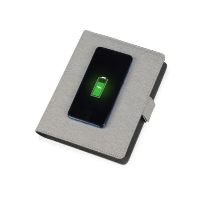 Органайзер с беспроводной зарядкой 5000 mAh Powernote, светло-серый-1