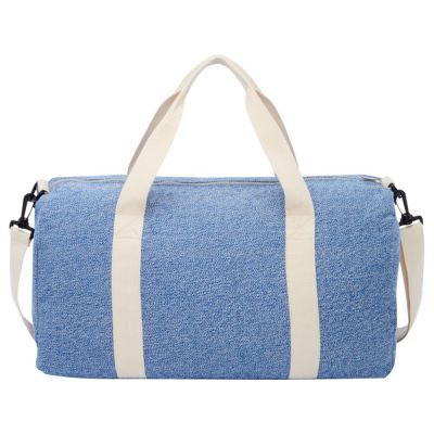 Спортивная сумка из переработанного хлопка и полиэстера плотностью 210 г/м2 Pheebs, синий/натуральный-1