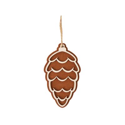 Подвеска шишка с цветной подложкой, коричневая подложка-1