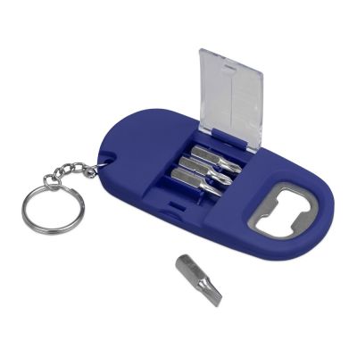 Брелок-открывалка с отвертками и фонариком Uni, софт-тач, синий-1