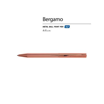 Ручка металлическая шариковая Bergamo, розовое золото-1