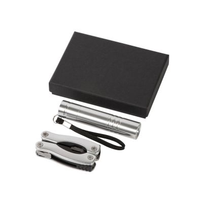 Подарочный набор Scout с многофункциональным ножом и фонариком, серебристый-1