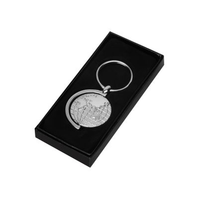 Брелок с глобусом, вращающимся внутри кольца, серебристый-5