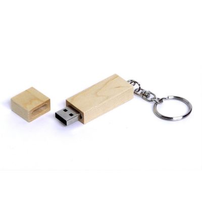 USB-флешка на 16 Гб прямоугольная форма, колпачек с магнитом, натуральный-0