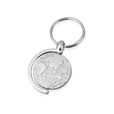 Брелок с глобусом, вращающимся внутри кольца, серебристый-0