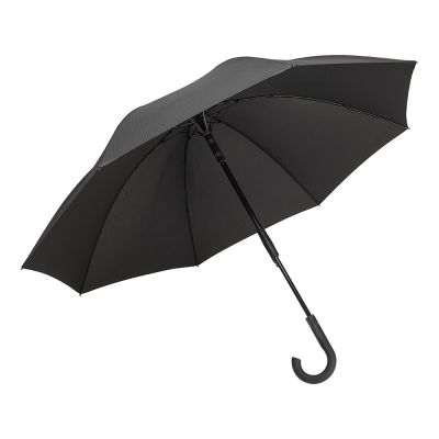 Зонт-трость 7915 Carbon с куполом из переработанного пластика, полуавтомат, черный-1