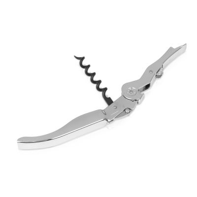 Подарочный винный набор из штопора и кожаного чехла для штопора ClickCut Set, серебристый-1