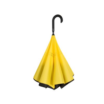 Зонт-трость наоборот Inversa, полуавтомат, черный/желтый (Р)-7