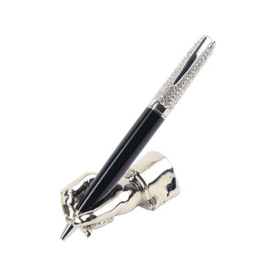 Набор William Lloyd : ручка шариковая и подставка, черный/серебристый-0