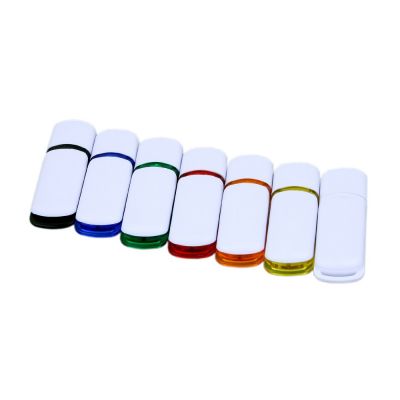 Флешка промо прямоугольной классической формы с цветными вставками, 16 Гб, белый/оранжевый-3