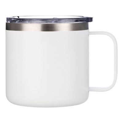 Кружка стальная Alaska с крышкой слайдером, powder coating, белый-2