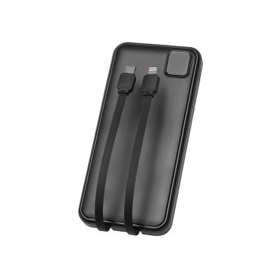 Внешний аккумулятор со встроенными кабелями Фрэйм, 10000мач, черный-4