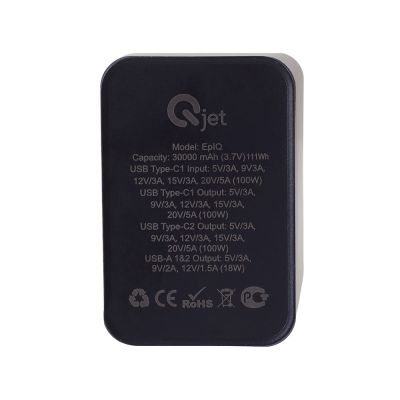 Внешний аккумулятор для ноутбуков EpIQ, 100 Вт, 30000 mAh, темно-серый-8