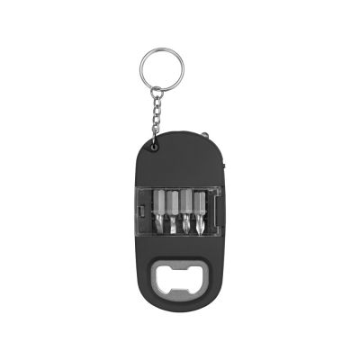 Брелок-открывалка с отвертками и фонариком Uni, софт-тач, черный-3