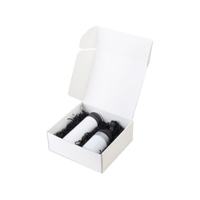 Подарочный набор с колонкой и термосом Black&White, белый/черный-1