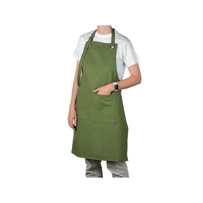 Хлопковый фартук Delight с карманом и регулируемыми завязками, хаки-2