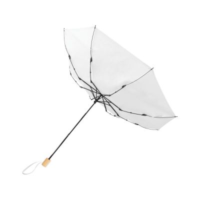 Birgit, складной ветроустойчивой зонт диаметром 21 дюйм из переработанного ПЭТ, белый-2