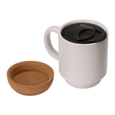 Кружка Denpasar с пробковым дном и крышкой, цветная с двух сторон, белый-2