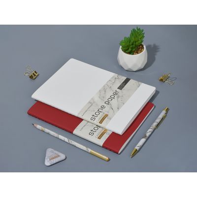 Тетрадь с каменной бумагой А5 Carrara 40 л., линейка, бордовый-6