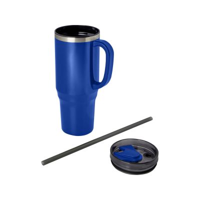 Melbourne кружка 1200 мл, сертифицированная согласно RCS, с соломинкой - Ярко- синий-2