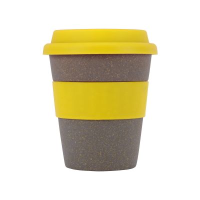Стакан с силиконовой крышкой Cafe, желтый-2