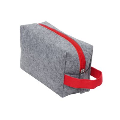 Органайзер для электроники и проводов Felt из RPET-фетра с ручкой, серый с красным-2