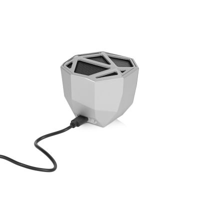 Портативная колонка Geo, серебристый + синяя подсветка-6