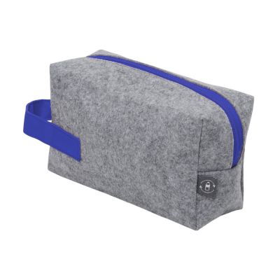 Косметичка из РПЕТ фетра с ручкой Felt, серый с синим-2