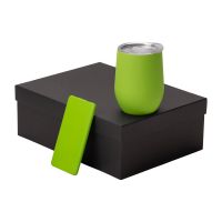 Подарочный набор с термокружкой и повербанком С1, 5000 mAh, зеленое яблоко