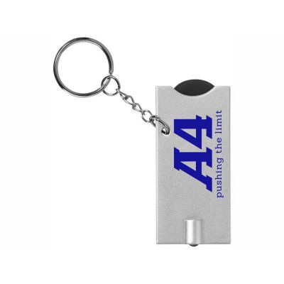 Брелок-держатель для монет Allegro с фонариком, черный/серебристый-3