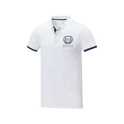 Morgan Двухцветное мужское поло с коротким рукавом , белый-3