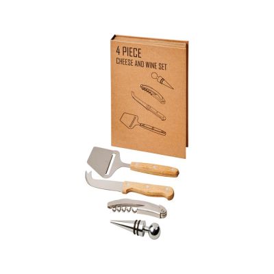 Подарочный набор для вина и сыра Reze из 4 предметов, натуральный-0