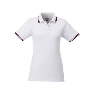 Женская футболка поло Fairfield с коротким рукавом с проклейкой, белый/темно-синий/красный-1