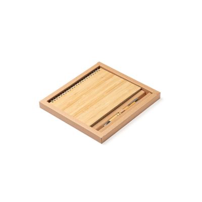 Набор GALA: блокнот А5, ручка шариковая, бамбук, бежевый-1