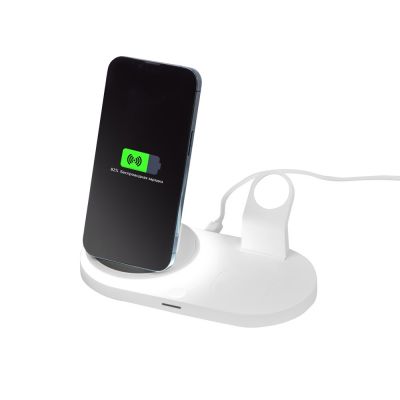 Складная зарядная станция с беспроводной зарядкой Flashport, 15 Вт, белый-1