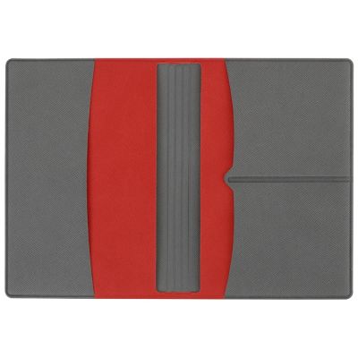 Обложка для паспорта с RFID защитой отделений для пластиковых карт Favor, красная/серая-4