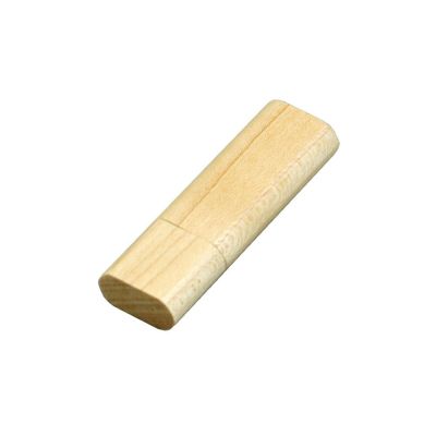 Флешка эргономичной прямоугольной формы, с округленными краями, дерево, 8 Гб, натуральный-0