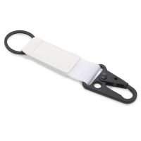 Брелок-ремувка Carabinier из ткани с вставкой из экокожи и карабином, белый