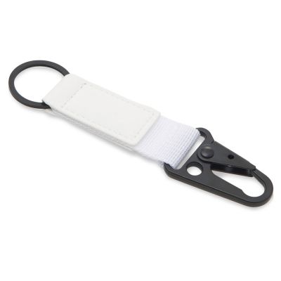 Брелок-ремувка Carabinier из ткани с вставкой из экокожи и карабином, белый-0