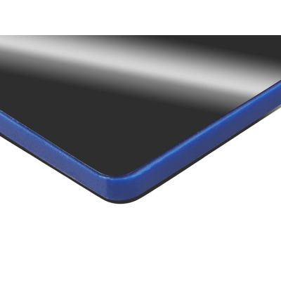 Металлический брелок с пластиковой цветной вставкой SteelPop Rct, серебристый с синим-2