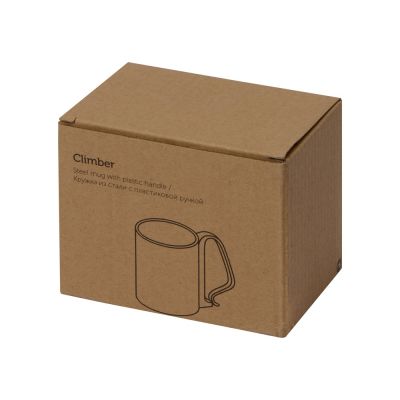 Стальная кружка Climber с пластиковой ручкой, серебристый/черный-4