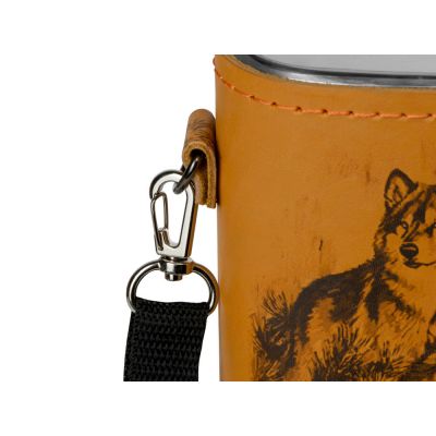 Набор Подарочный: фляга 511/2 (рыжая кожа), 2л+2 стаканчика+2 вилки-4