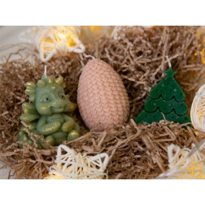 Свечи на подставке Дракон, яйцо дракона, елочка-12