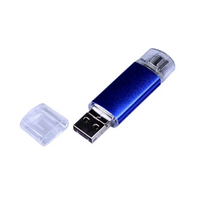 USB-флешка на 32 Гб c двумя дополнительными разъемами MicroUSB и TypeC, синий-1