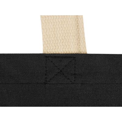 Сумка для шопинга Steady из хлопка с парусиновыми ручками, 260 г/м2, черный-4