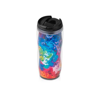 Термокружка Mony 400мл, под цифровую печать, прозрачный/черный-1