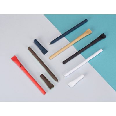 Ручка картонная с колпачком Recycled, коричневый-3