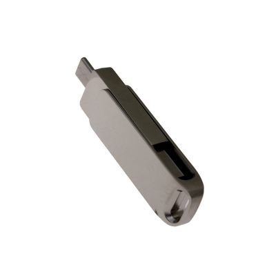 USB-флешка на 32 Гб поворотный механизм 2 в 1, c дополнительным разъемом Type-C с одноцветным металлическим клипом, серый-2