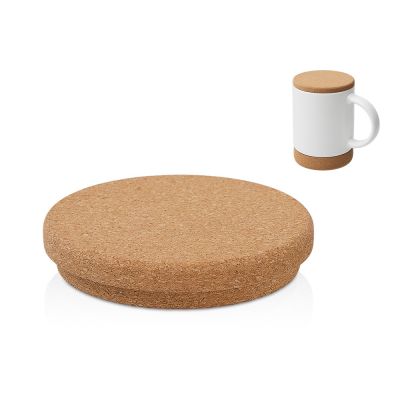 Кружка 450 мл с пробковым дном с крышкой Корк & Бон, белый-4