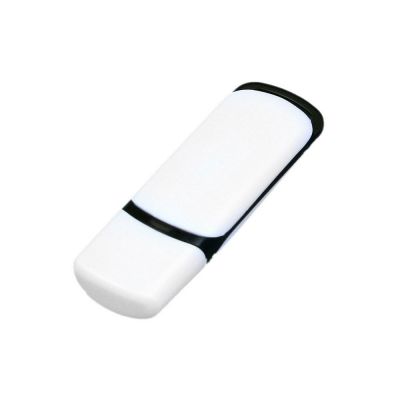 Флешка промо прямоугольной классической формы с цветными вставками, 4 Гб, белый/черный-2